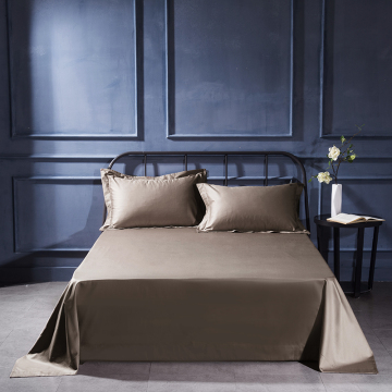 Sandy Gold 3 PCS 100% Egyptian Cotton Solid Flat Sheet Set