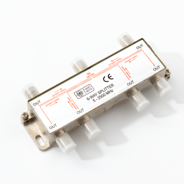 6 Way Indoor CATV Satellite Splitter 5-2500 MHz