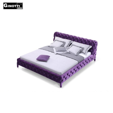 Solid wood crushed velvet king size bed