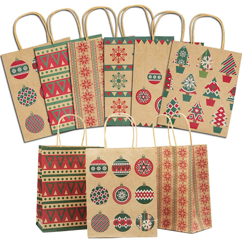 Bolsas de papel de regalo de Navidad de papel Kraft de moda personalizada