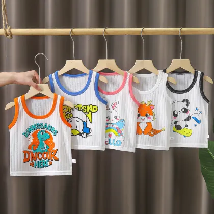 Cotton Cartoon Sleeveless Tank Tops for Kids