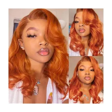 Wholesale Colored Ginger Human Hair Wigs, Hd Lace Front Wig, Red Orange Pink Purple Wigs Lace Front Human Hair For Black Women