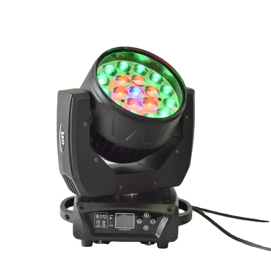 Professional HQlite 19X15W RGBW LED Moving Head Wash Light with Zoom Function - Pack of 2 including Flight Case