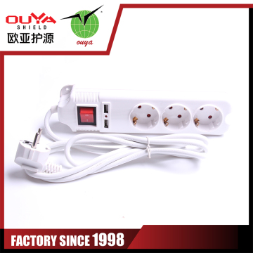 13A,250v 3 Way High quality and waterproof two usb socket with switch