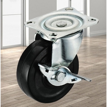 Industry Black Rubber Wheel solid rubber caster swivel