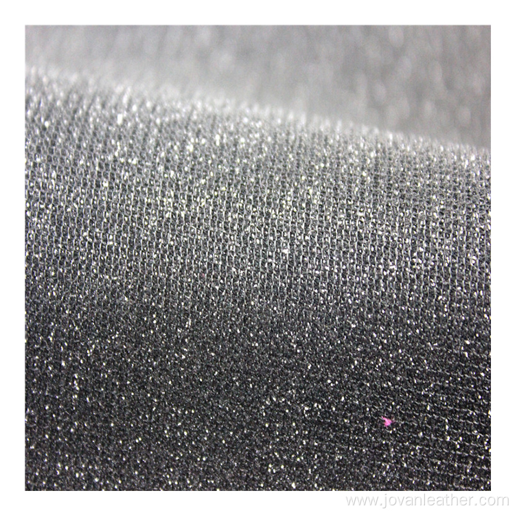 Shoes mesh bonded glitter leather pu synthetic leather