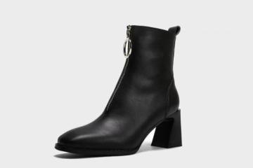 2021 high square heel front zipper lady boots
