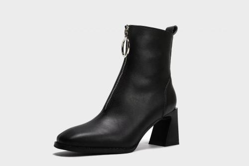 2021 high square heel front zipper lady boots