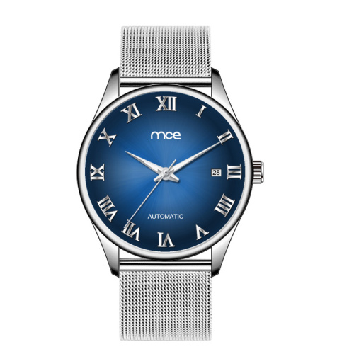 OEM logo mesh men automatic minimalist watch