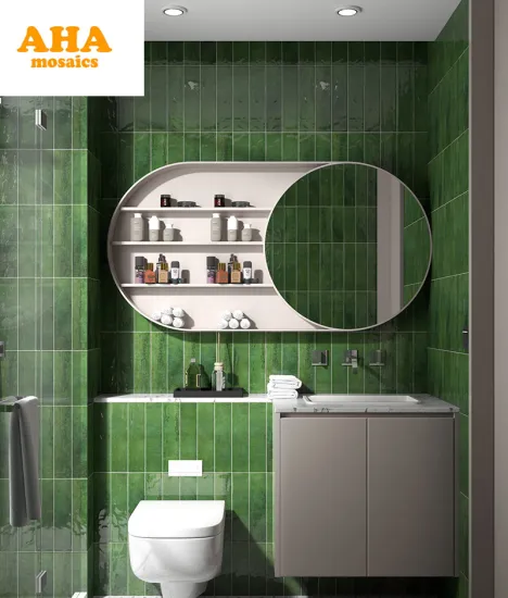 High Quality Green Tile Mosaic Backsplash Long Strip Wall Decor