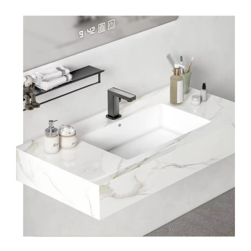 Lavabo Vanity Solid Surface Wall Hung Marble Wash Basin Artificial Bathroom Sink