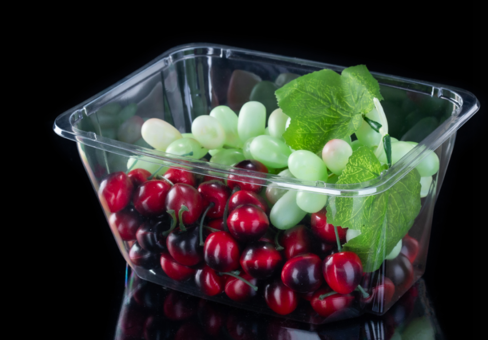 Fruits vegetables plastic transparent salad bowl