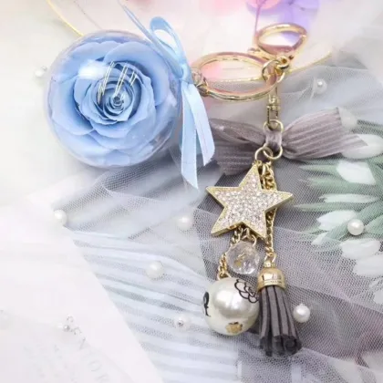 Wholesale Fashionable Everlasting Rose Keychain