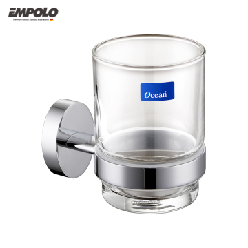 Brass and Glass Wall-Mounted Single Cup for Bathroom