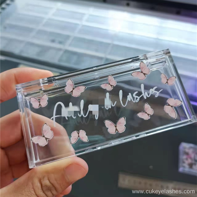 custom eyelash packaging rectangle acrylic lash case