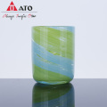 Green Glasses tumbler design spiral stripe glass set