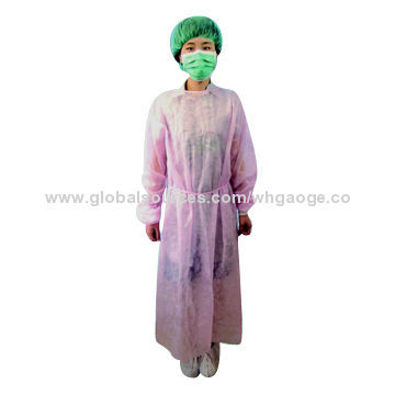 Surgical/imperious gown with waist/neck ties, personal protection, made of PP and PE