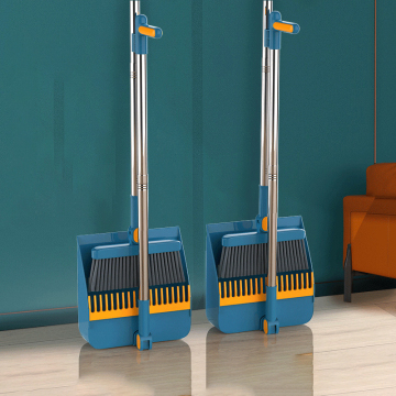 180 Degree Rotating Foldable Broom and Dustpan Set with Long Handle