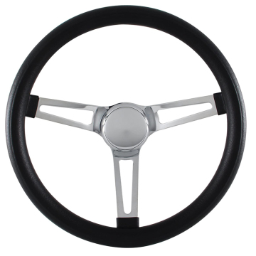 Universal 13.5" 340mm Silver Chrome Spoke Classic Car Steering Wheel Cover in Vinyl Leather