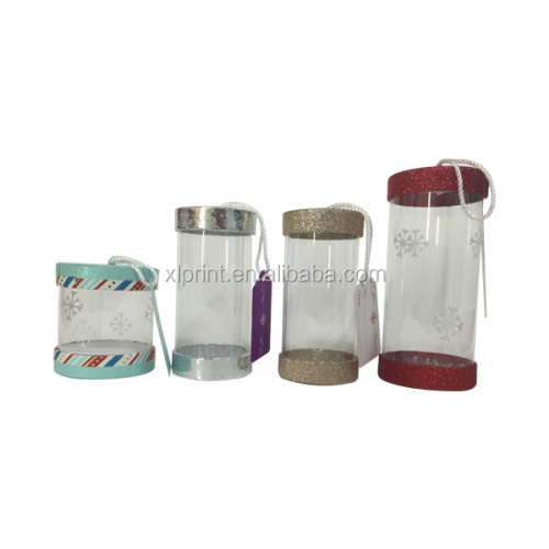colorful glitter lid transparent cylinder paper tube box