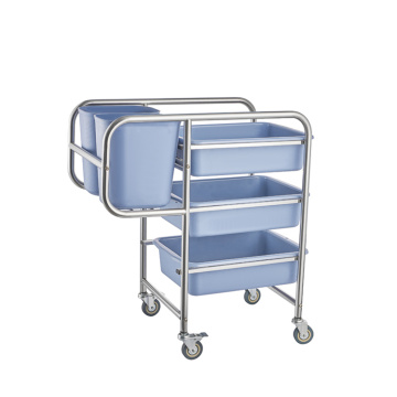 Round Tube Good Quality Hotel Housekeeping Clearing Trolley