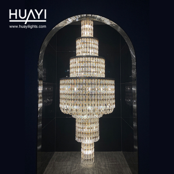 Customized Luxury Hotel Lobby Pendant Light with Crystal Chandelier and Lock Catch Structure
