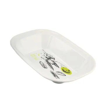 White Rectangle Flanging Rim Carbon Steel Dish Enamel Plate Butter Plate Metal Pie Pan