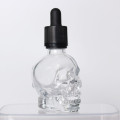 Beard Oil Black Clear Skull Glass Dropper Bottle