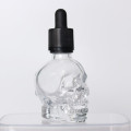 Beard oil black clear skull glass dropper bottle