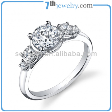 2014 Latest Big Stone Ring Design Rhodium Plated Engagement Ring