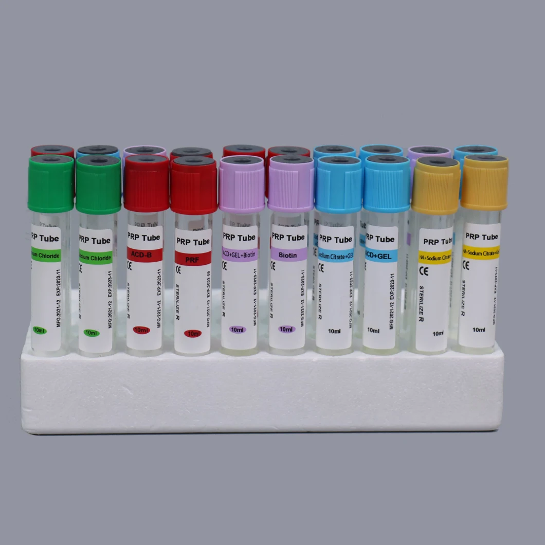 Fabricante Desechable EDTA Ha Biotina Citrato de sodio Acd Gel Esterilización Clínica de belleza Vacío Recolección de sangre Prp Tubo con CE