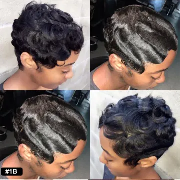 Pixie Cut Wig Ishow Finger Wave Wig Short Human Hair Wigs For Women Brazilian Pixie Wig Human Hair Machine Wig Short Bob Wigs