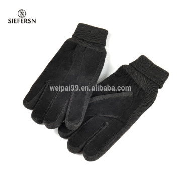 Simple style rib cuff pig suede leather gloves men winter gloves, warm gloves , cheap gloves, outdoor usage