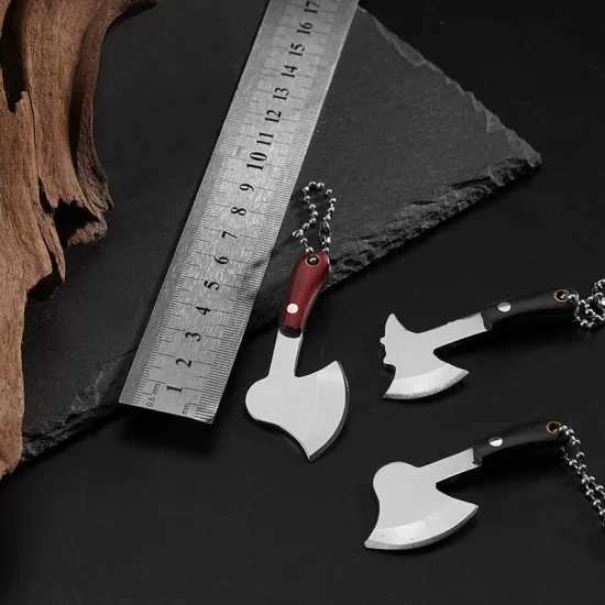 Mini Knife Axe Tool Pendant for Keychain: An Edc Small Axe Shape Simulation Model Cutter and Carton Opener
