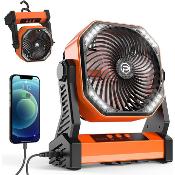 USB 20000mAh Battery Camping Fan with LED Lantern - Rechargeable Desk Fan with 4 Speeds