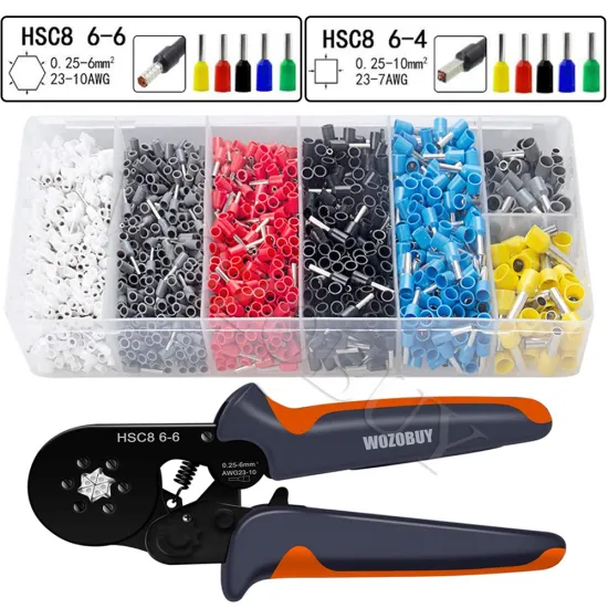 Ferrule Crimping Tool Kit, Hexagonal sawtooth Self-adjustable Ratchet Wire Terminals Crimper Kit with 1900pcs Wire Terminals
