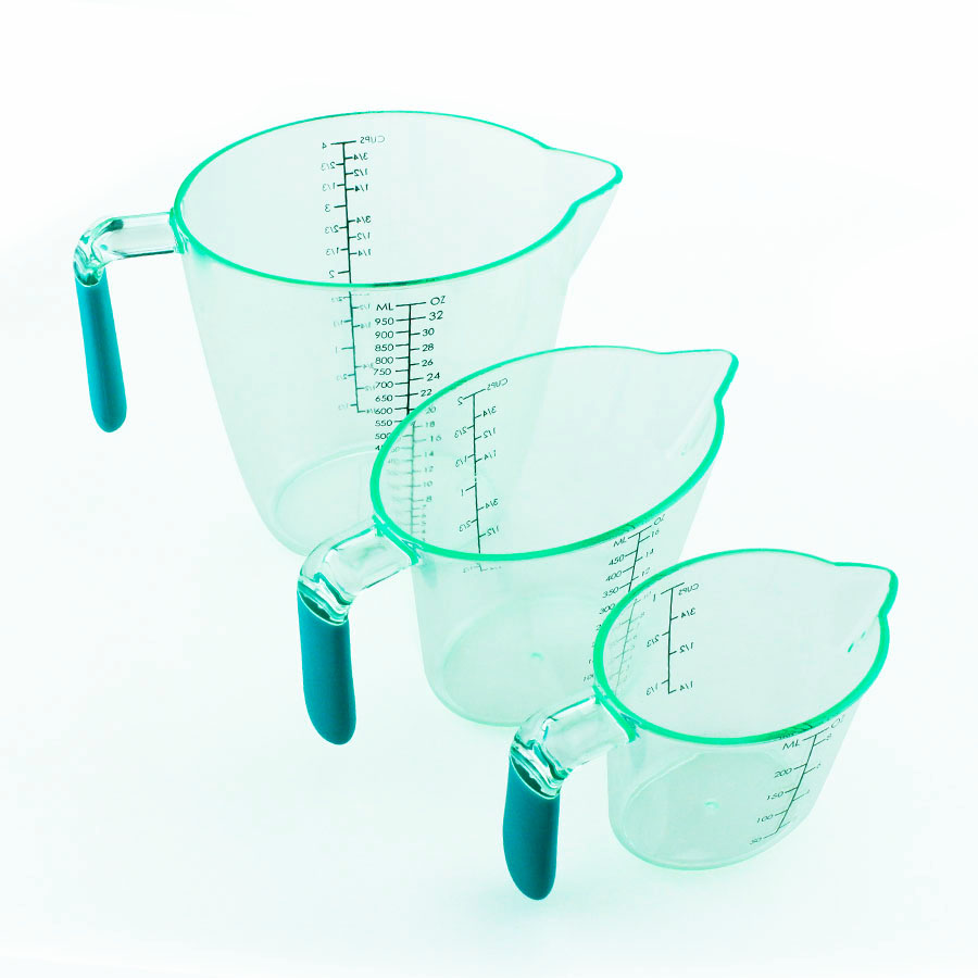 Tazas de medición plásticas apilables de anidamiento 3PCS con pico