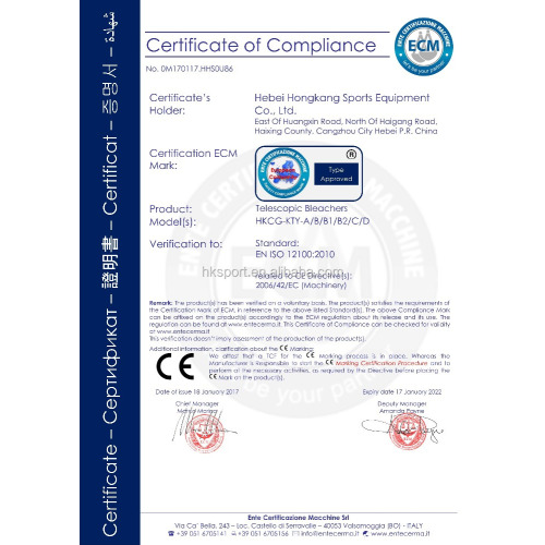 Front Mounted Folded Telescopic Bleachers Stadium Seat Chair