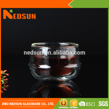 High quality clear double wall glass cup