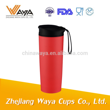 Red double wall custom water bottle with cord