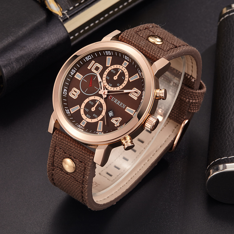 promotional curren multi function quartz watch with leather belt