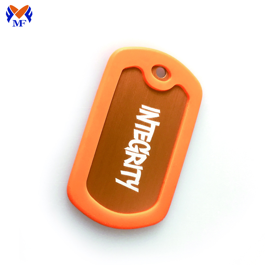 Anodized aluminum dog tag with custom logo