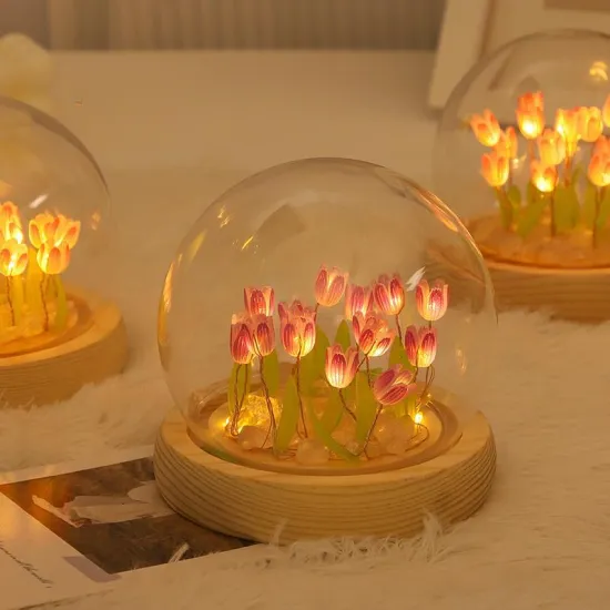 Handmade LED Night Lamp: DIY Bedside Tulip Lamp for Bedroom Decor and Gifts