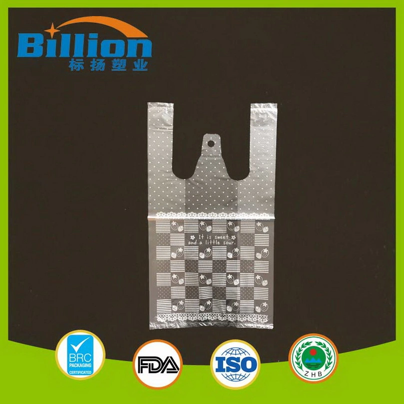 Plastic Food Bag Supermarket Plastic Bag Printed Vest Handles LDPE/HDPE Shopping Plastic Bags with Own Logo