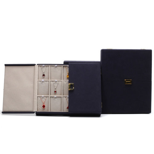 Custom Luxury Blue Microfiber Jewelry Set Box