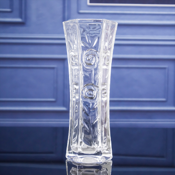 Factory Wholesale Rose Flower Centerpieces: Hexagon Flared Crystal Glass Vase for Wedding and Home Decor