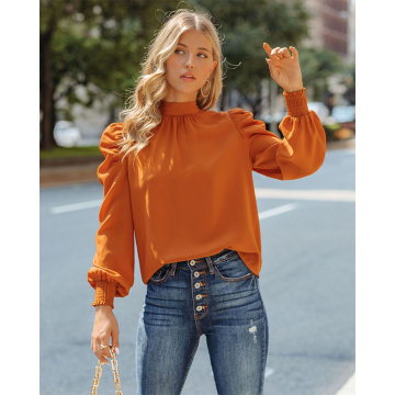 Womens Long Sleeve High Neck Blouses