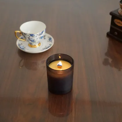 Scented Soy Wax Wood Wick Black Jar Candles