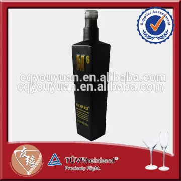 Black Matte Design Factory Sale 500ML Square Glass Vodka Bottle