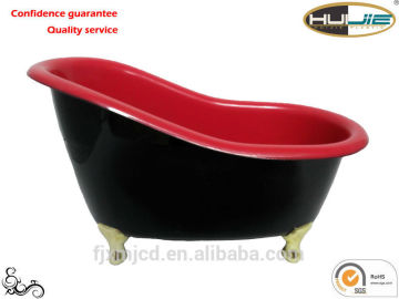 Plastic mini bathtub as gift - BC-0001(Solid Color Red Black Paint+Golden Foot)